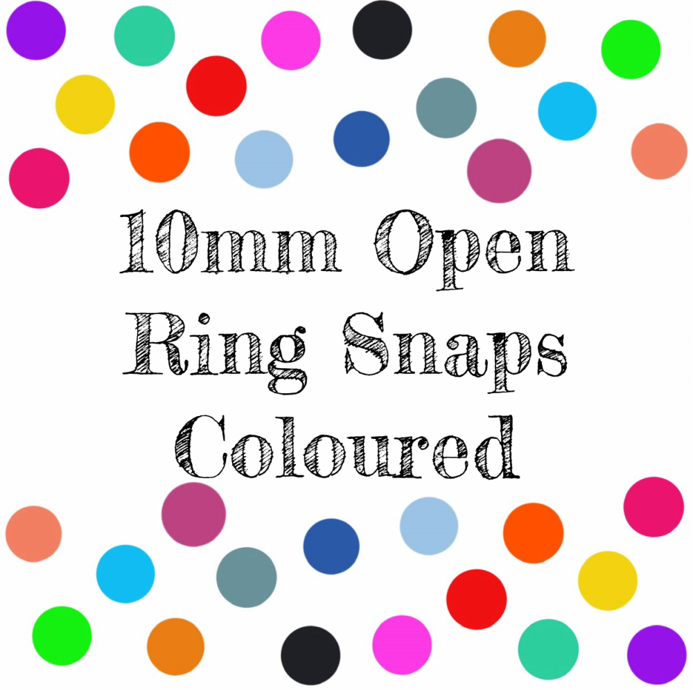 10mm KAM Open Ring Metal Snaps Coloured